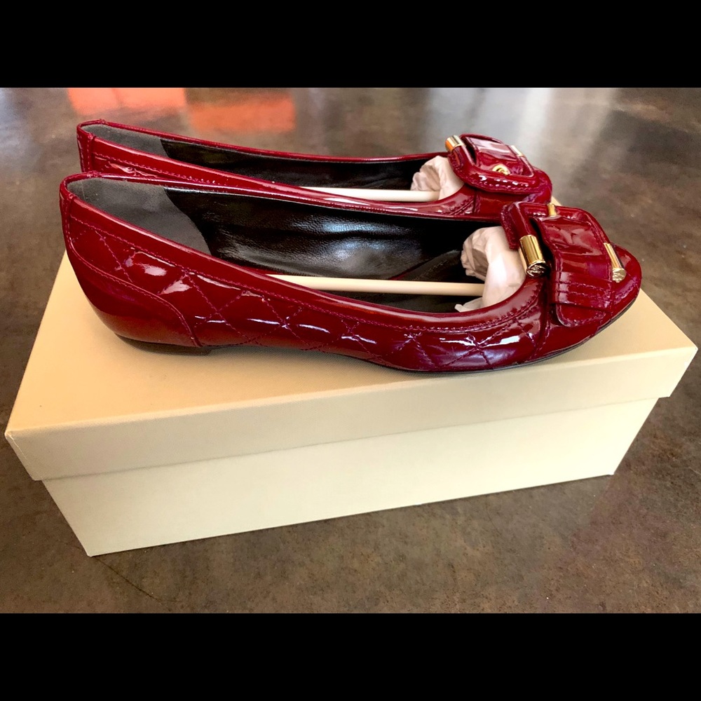 Burberry quilted patent leather flats